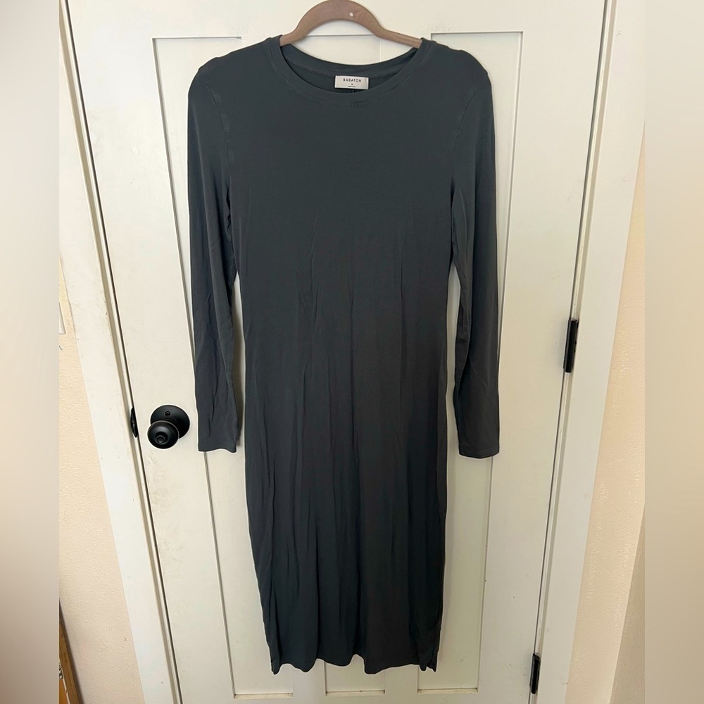 Aritzia Babaton Smoky Emerald Green Gray Long Sleeve Jersey Bodycon Dress M